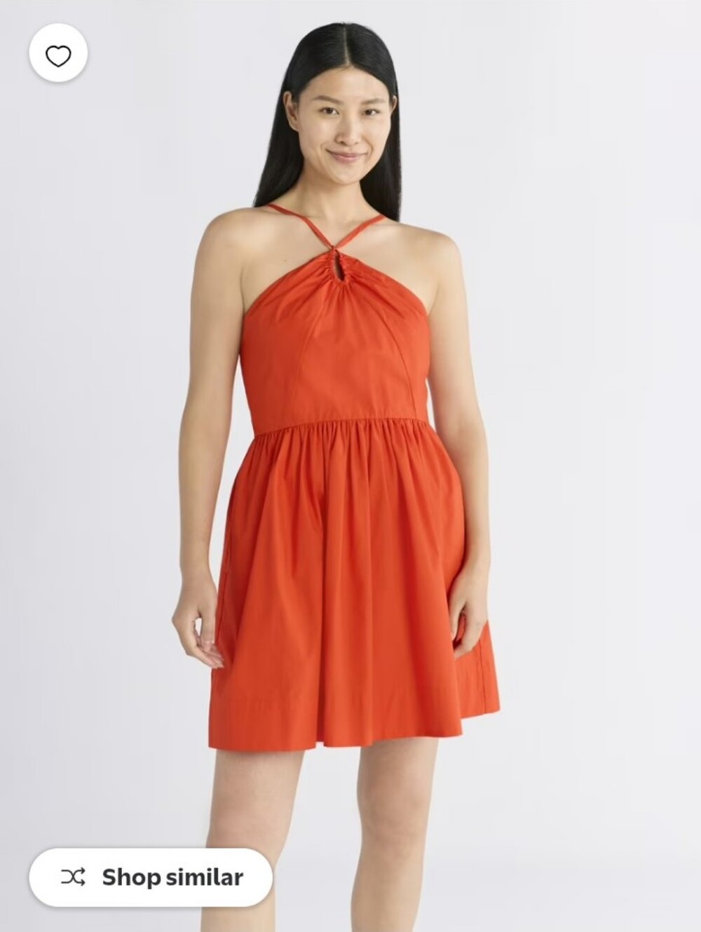 Free Assembly Women's Sleeveless Halter Fit and Flare Cotton Mini Dress M Orange